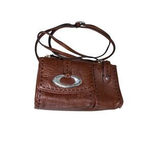 Vintage 2000s Brighton Y2K Aesthetic Brown Leather Crossbody Purse Shoulder Bag